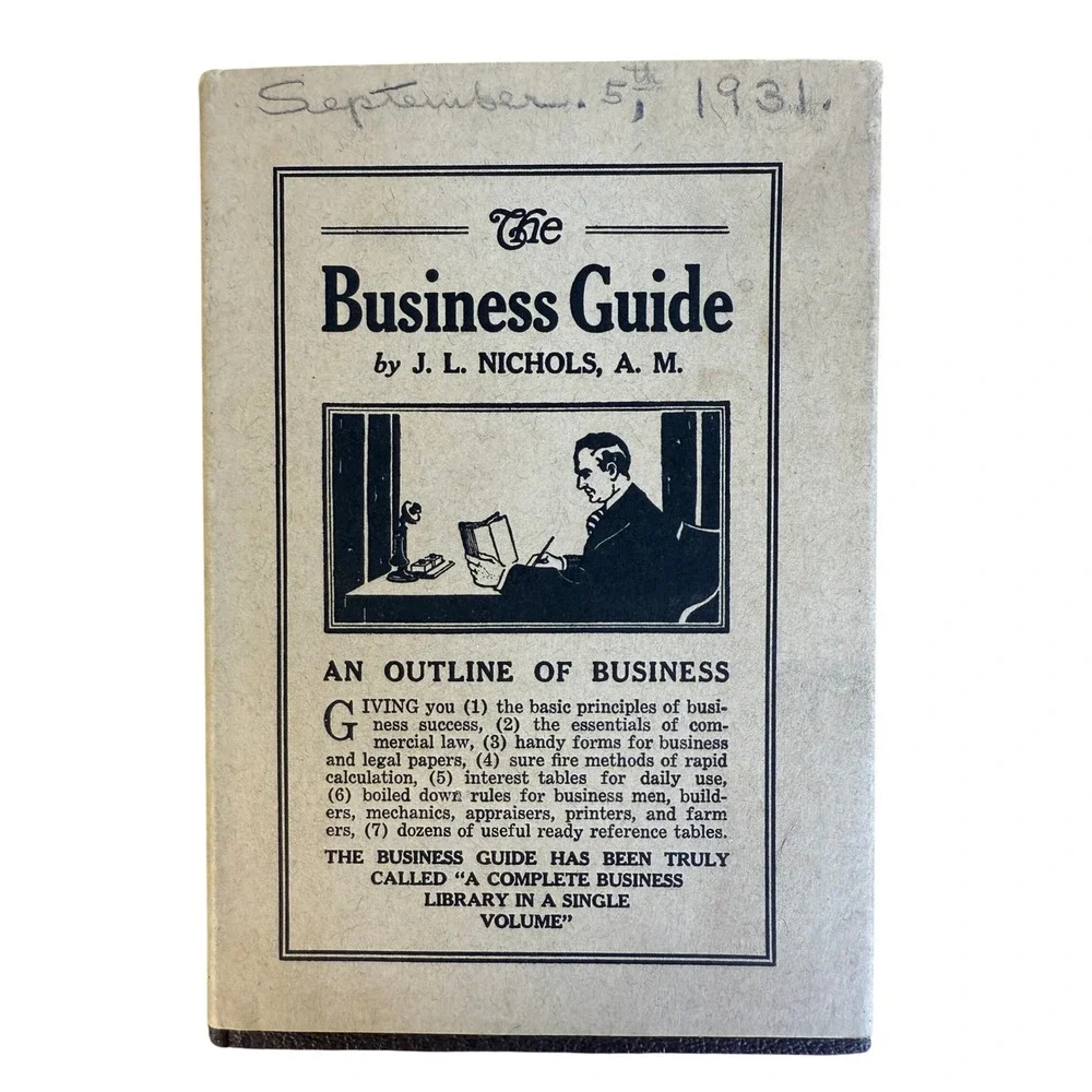 1931 The Business Guide J.L. Nichols 96th Printing Antique ReferenceBook Vintage